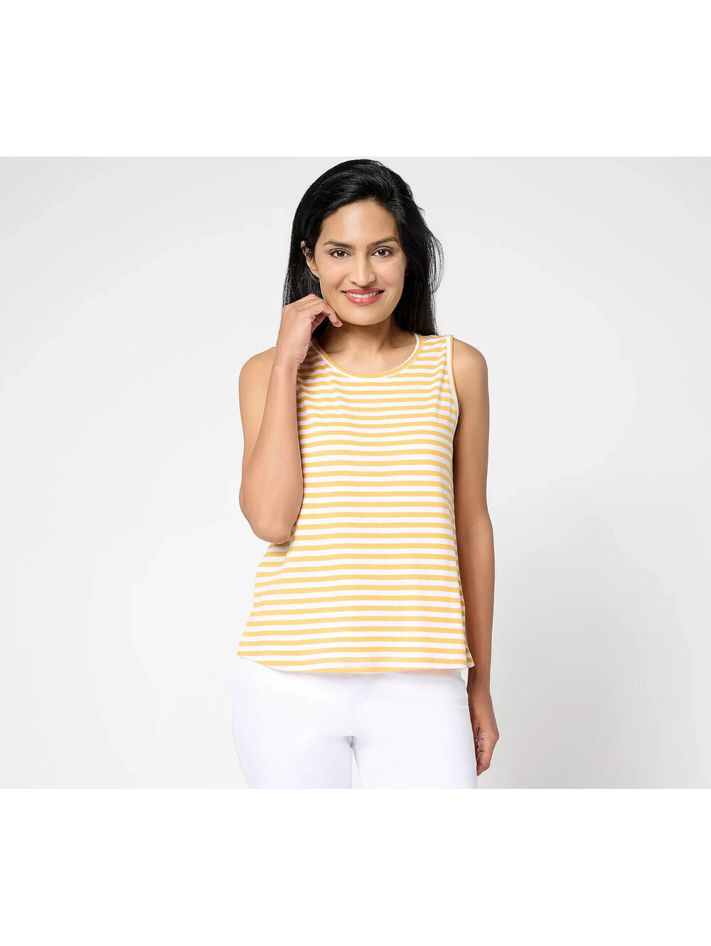 Me by Jennie Garth 100% Cotton Seaside Striped Tank Top Golden Hour, X-Large